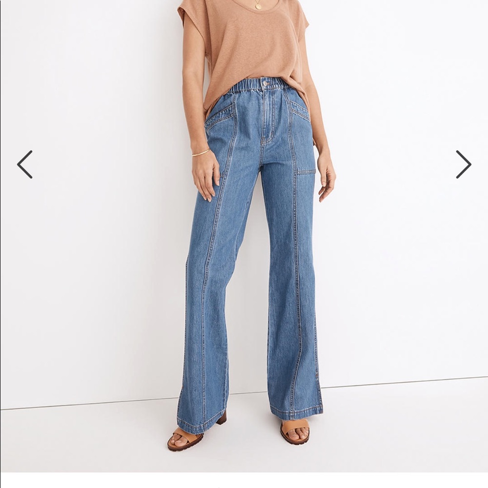 Denim pull on loose flare pants madewell XS